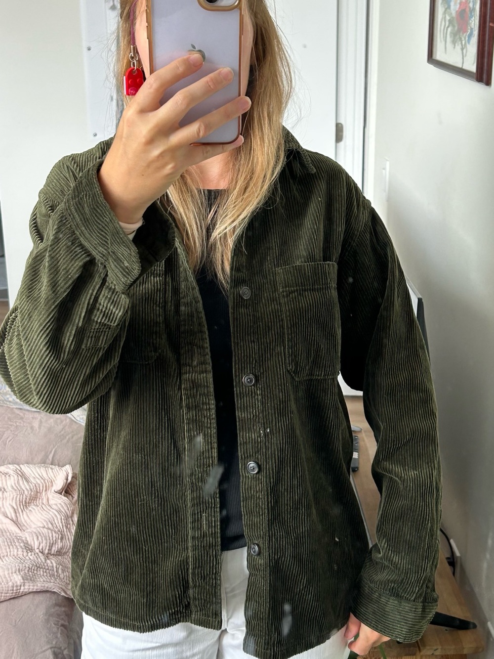 Olive Green Corduroy Uniqlo shirt, M
